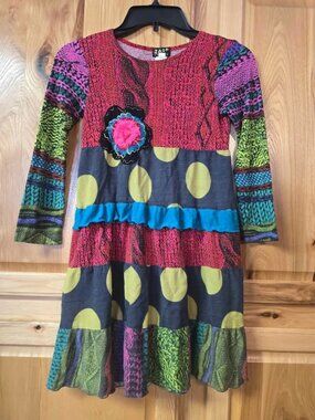 Zaza Couture Girls Boutique sz 7 Fuchsia Teal Red Lime Blue Dress
